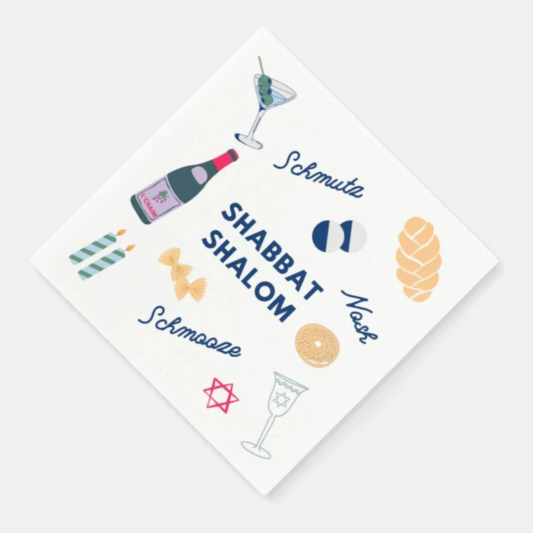 The Nosh Table Napkins Shabbat Shalom Disposable Dinner Napkins - Set of 20