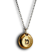 Marla Studio - Signet Hebrew Initial Necklace by Marla Studio - Bronze - ModernTribe