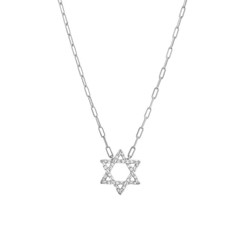 By Adina Eden - Sparkling Solitaire Baguette Star of David Necklace - Gold - Plated or Sterling Silver - ModernTribe