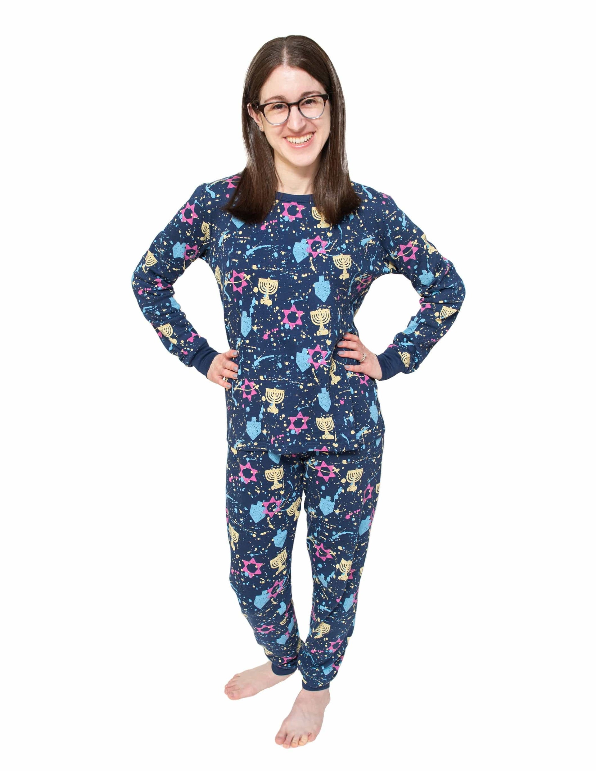 Midrash Manicures Pajamas Hanukkah Splatter Paint Pajamas, Adults Unisex Sizes S - XL