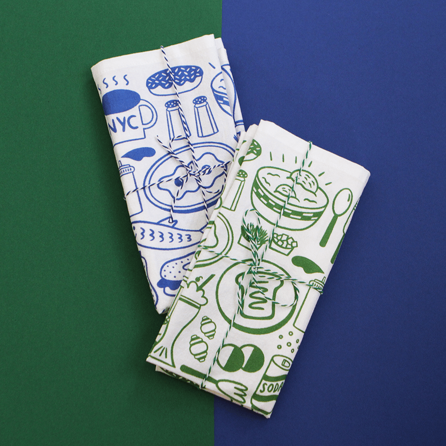By the By Tea Towels Schmear Tea Towel - Blue or Green