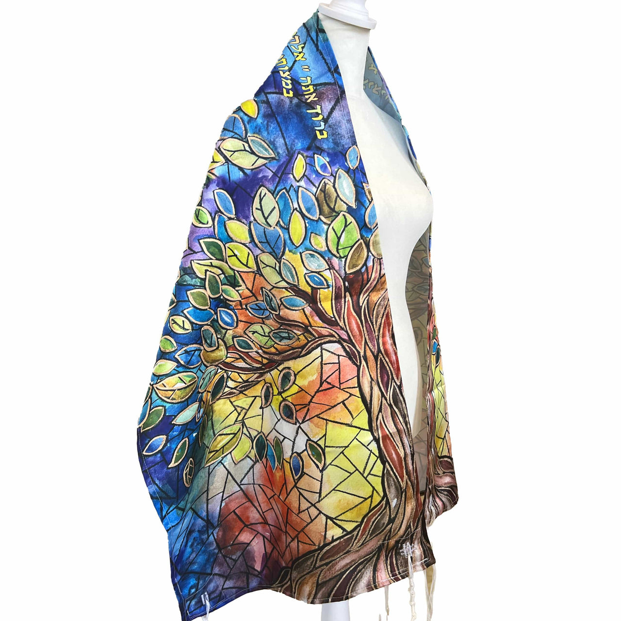 Anna Abramzon Studio - Stained Glass Tree of Life Painted Tallit 1 - ModernTribe