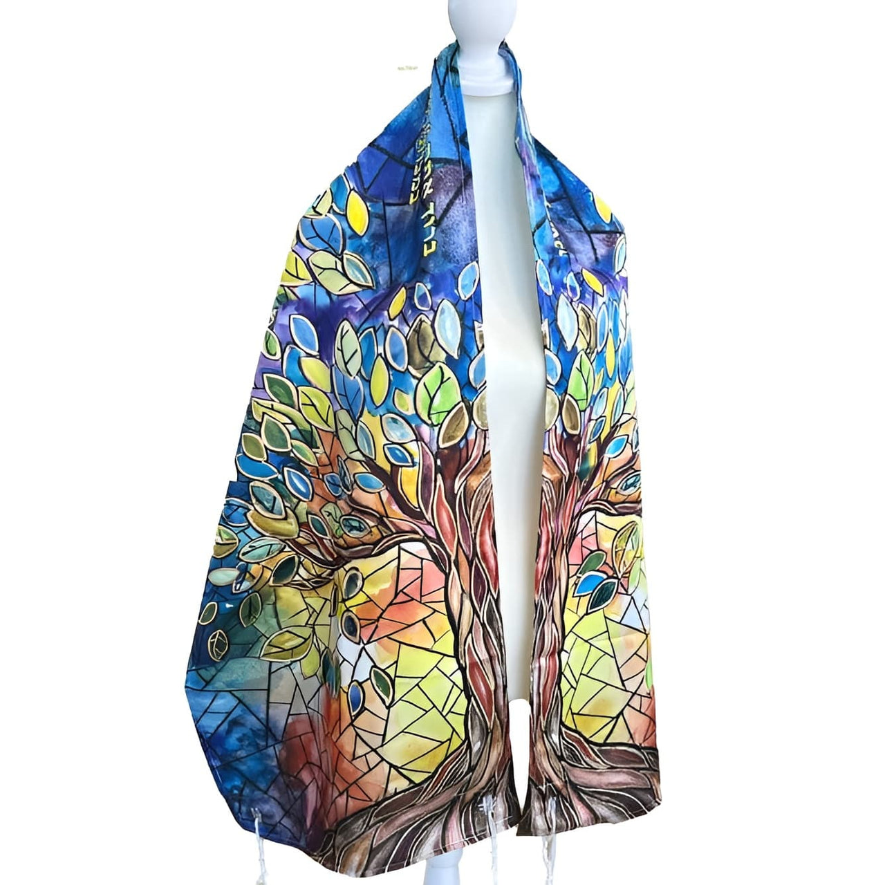Anna Abramzon Studio - Stained Glass Tree of Life Painted Tallit with Matching Bag by Anna Abramzon - ModernTribe