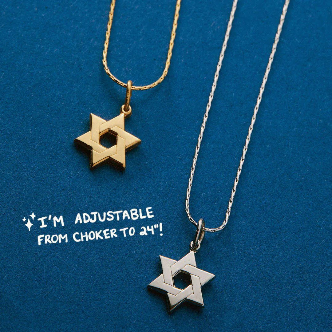 &LIVY - Star of David Chain Slider Adjustable Necklace - 22k Gold - Plated or Silver - ModernTribe