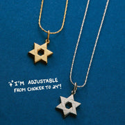 &LIVY - Star of David Chain Slider Adjustable Necklace - 22k Gold - Plated or Silver - ModernTribe