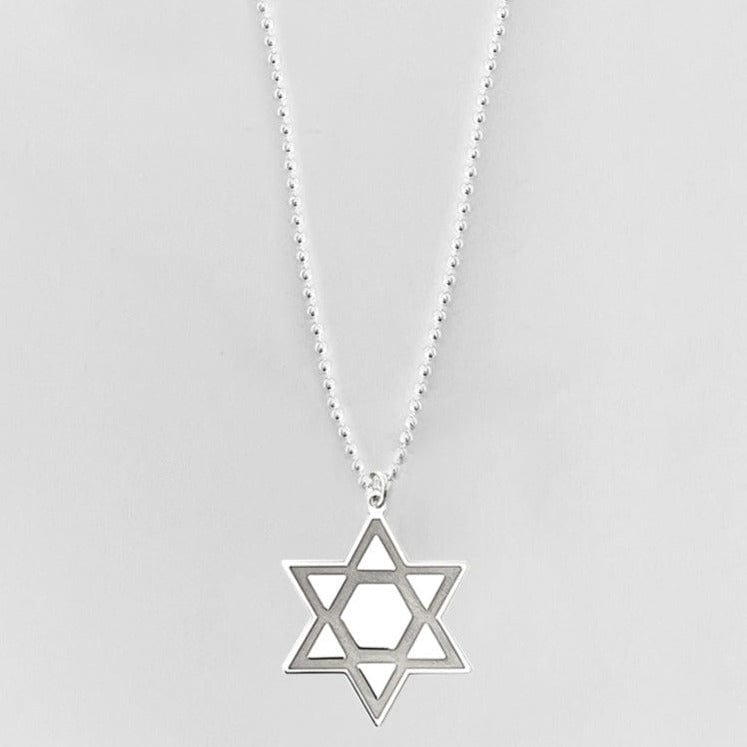 Miriam Merenfeld Jewelry Necklaces Small 3/4" / Sterling Silver Beaded / 20" Star of One Magen David Necklace - (Sterling Silver or Gold-Plated)