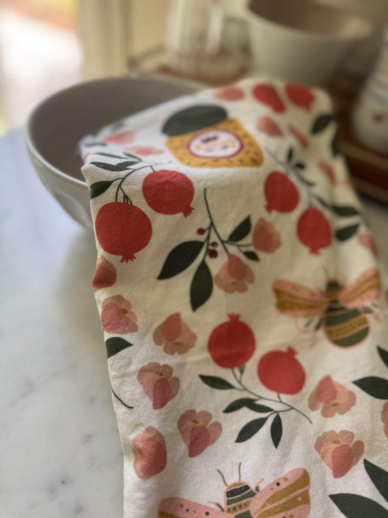 Jewish Together - Rosh Hashanah Honey and Blooms Tea Towel - ModernTribe