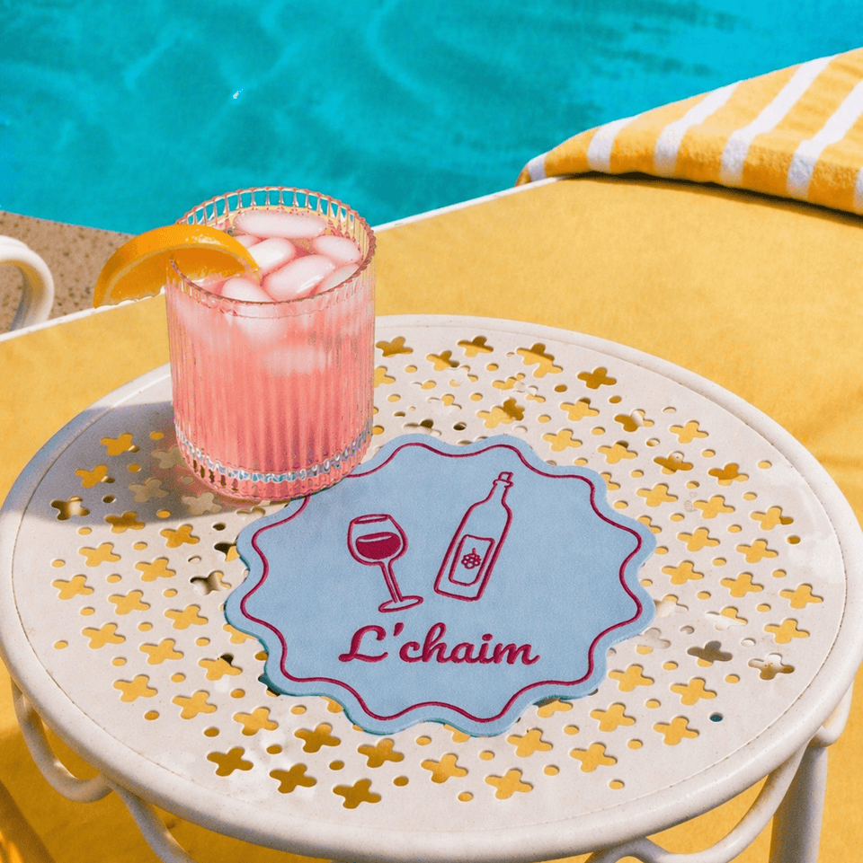 Blue L'Chaim Cocktail Napkins/Coasters - Set of 4