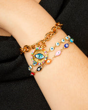 Susan Alexandra - Rainbow and Gold Evil Eye Malak Bracelet by Susan Alexandra - ModernTribe