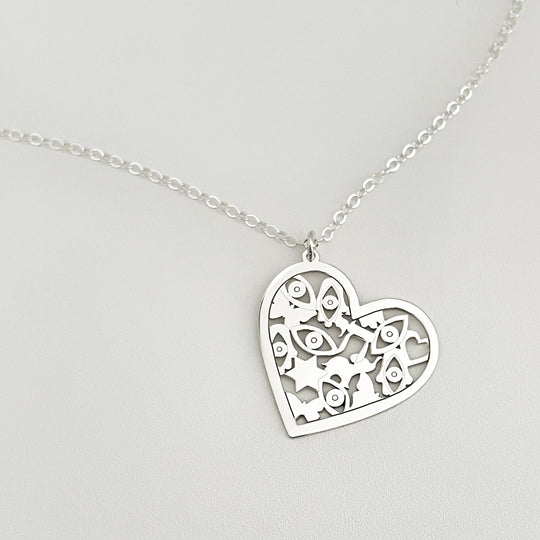 Mia Good Luck Heart Necklace - (Sterling Silver or Gold-Plated)