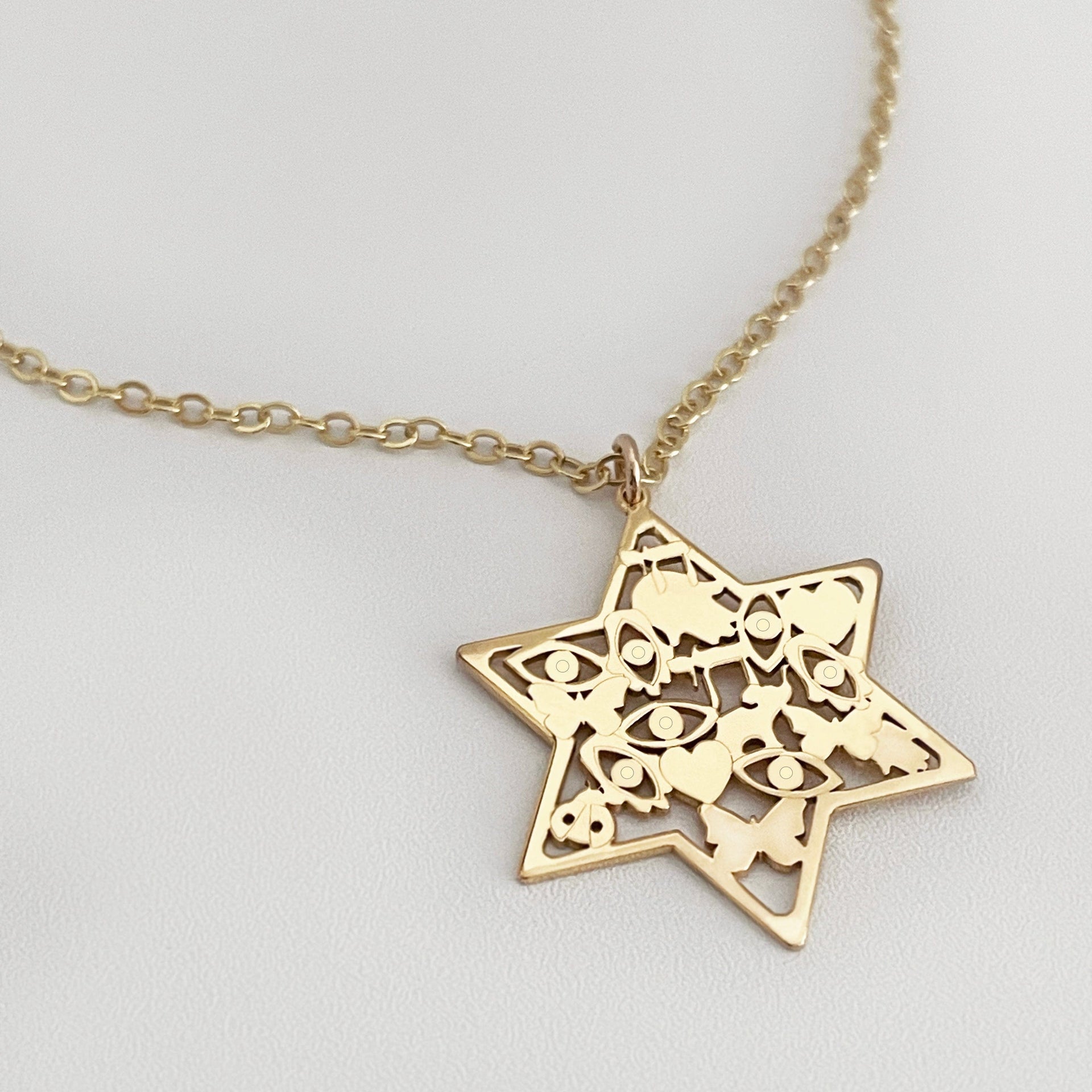 Miriam Merenfeld Jewelry Necklaces Mia Good Luck Star of David Necklace - (Gold-Plated or Sterling Silver)