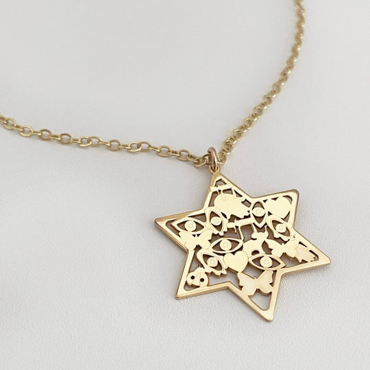 Mia Good Luck Star of David Necklace - (Gold-Plated or Sterling Silver)