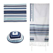 Yair Emanuel - Blue Woven Striped Tallit by Yair Emanuel - ModernTribe