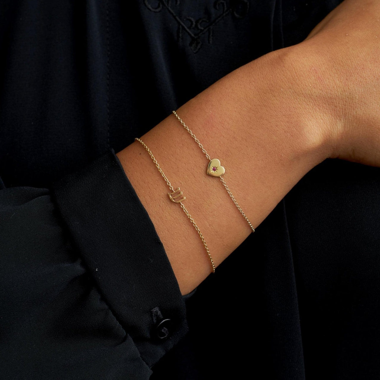 HOTCROWN - Personalized Hebrew Initial Bracelet - 14k Yellow, Rose or White Gold - ModernTribe