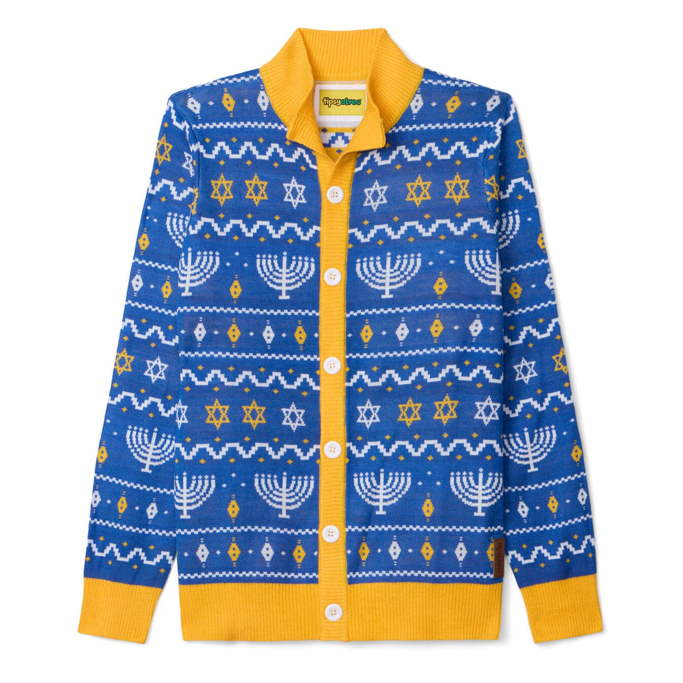 Tipsy Elves - Men's Menorah Print Cardigan Sweater by Tipsy Elves (Sizes Small - 5XL) - ModernTribe