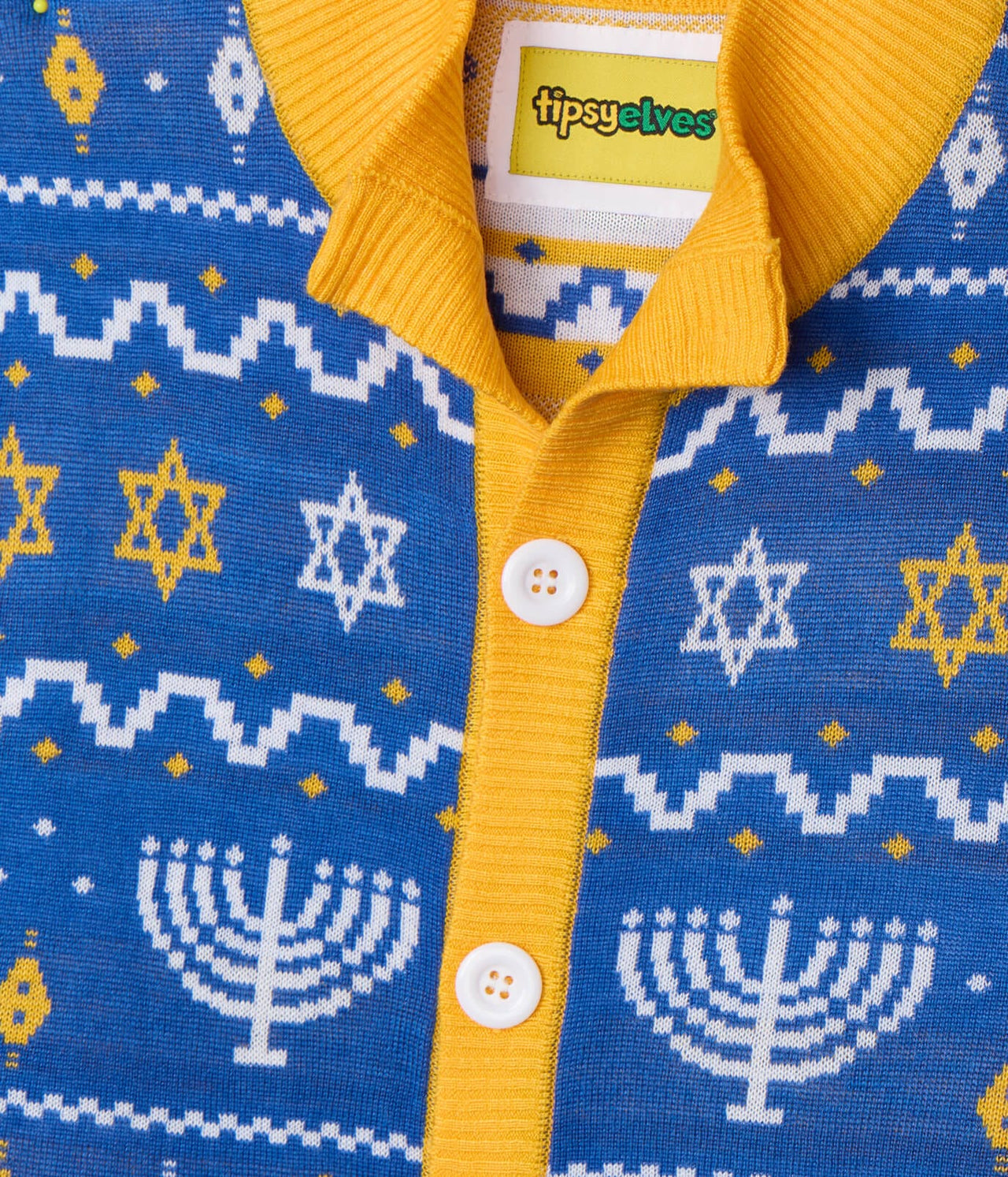 Tipsy Elves - Men's Menorah Print Cardigan Sweater by Tipsy Elves (Sizes Small - 5XL) - ModernTribe
