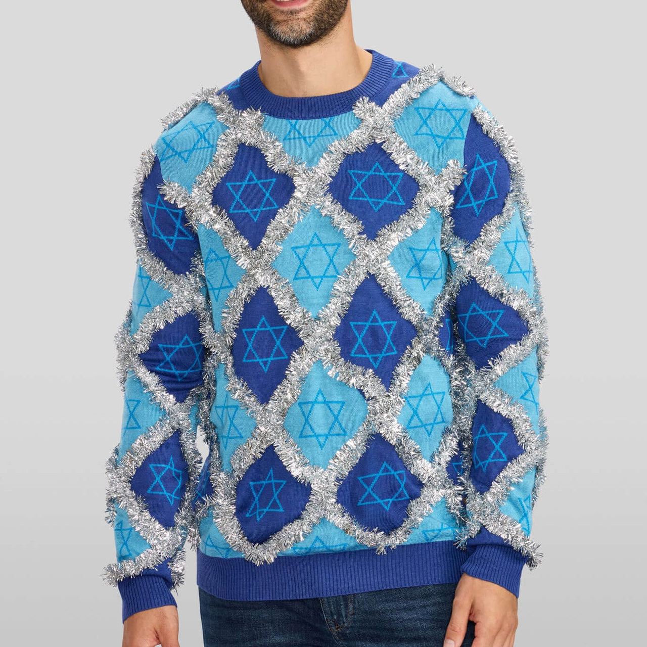 Tipsy Elves - Men's Hanukkah Tinsel Sweater by Tipsy Elves (Sizes Small - 5XL) - ModernTribe