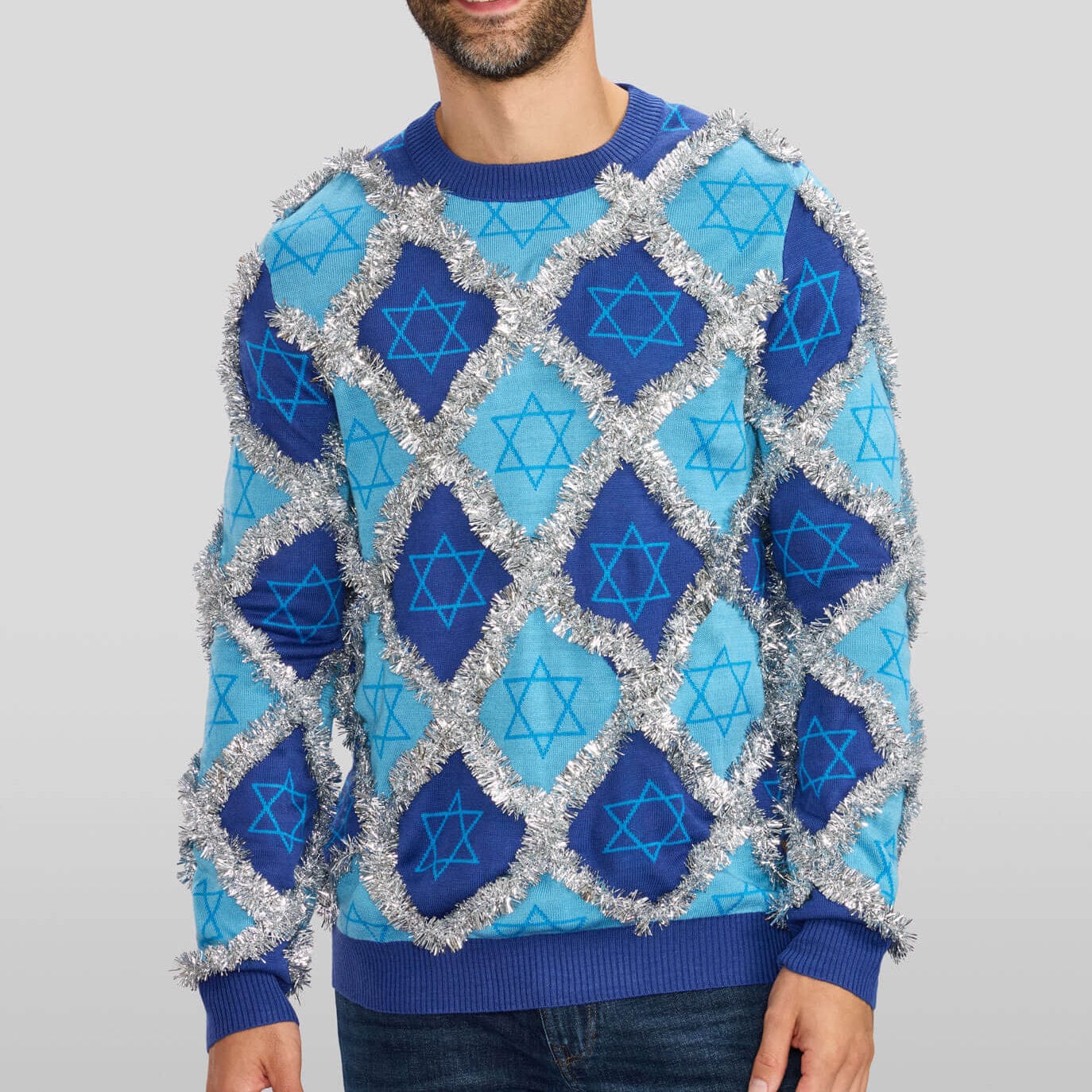 Tipsy Elves - Men's Hanukkah Tinsel Sweater by Tipsy Elves (Sizes Small - 5XL) - ModernTribe