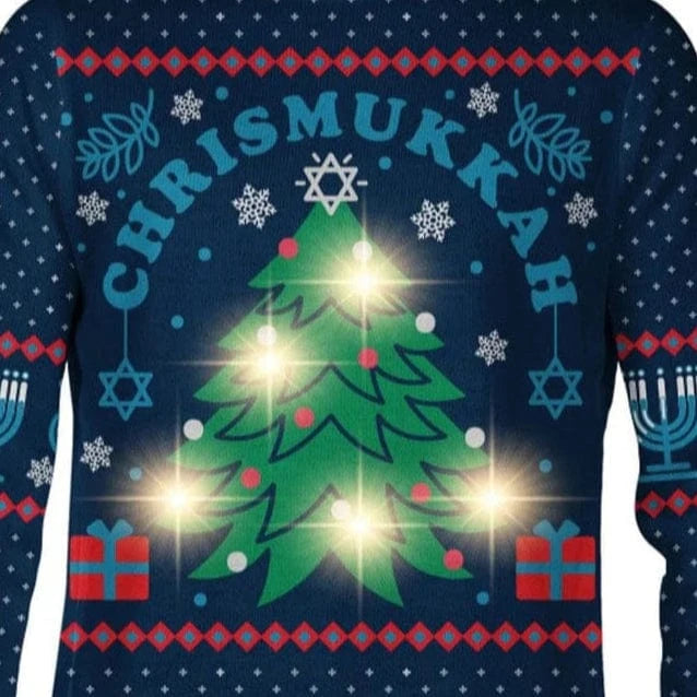 Tipsy Elves Sweaters Women's Light Up Chrismukkah Sweater (Sizes Small - 5XL)