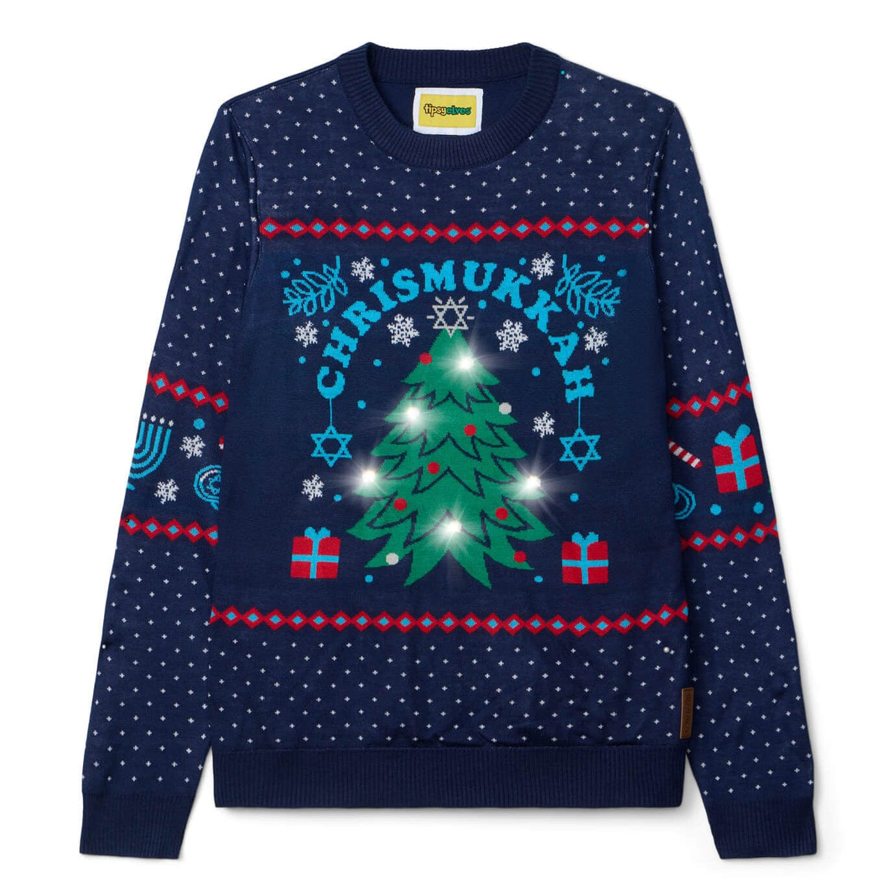 Tipsy Elves - Men's Chrismukkah Light Up Sweater by Tipsy Elves (Sizes Small - 5XL) - ModernTribe
