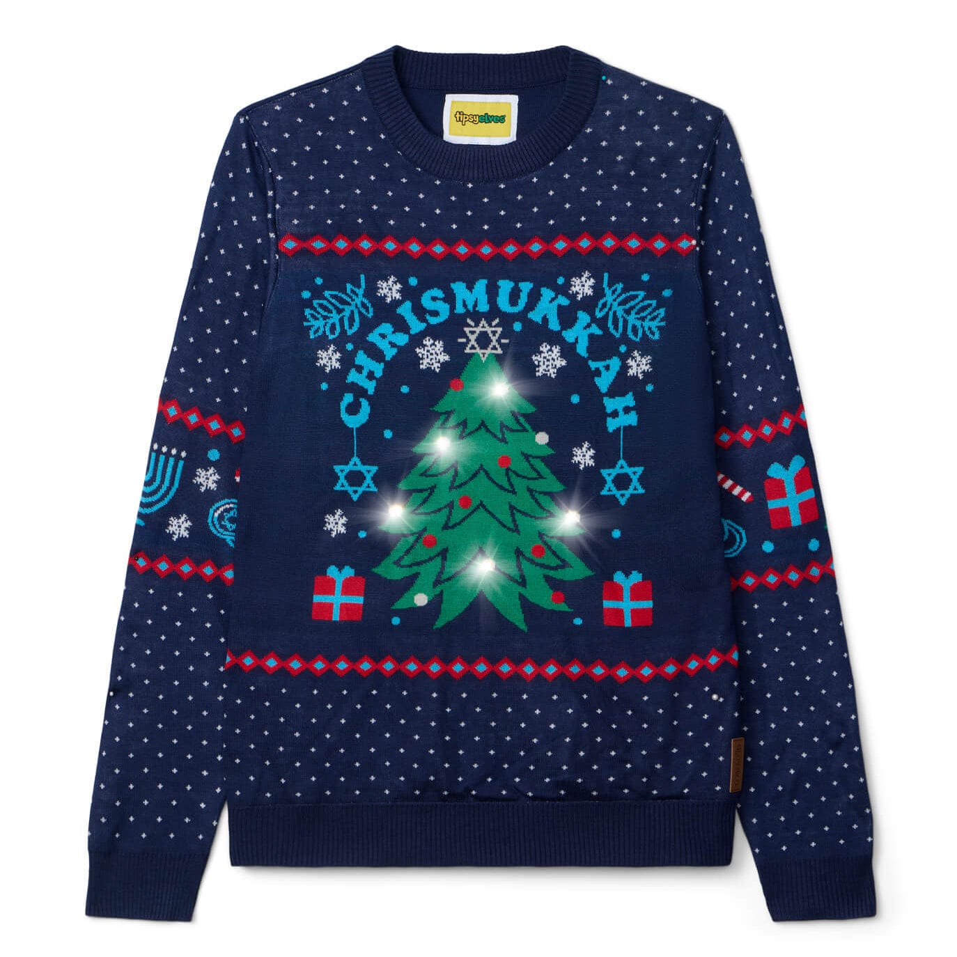 Tipsy Elves - Men's Chrismukkah Light Up Sweater by Tipsy Elves (Sizes Small - 5XL) - ModernTribe