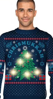 Tipsy Elves Sweaters Men's Chrismukkah Light Up Sweater by Tipsy Elves (Sizes Small - 5XL)