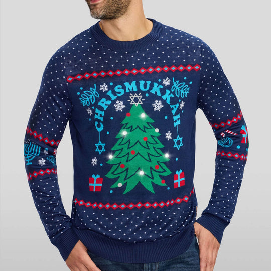 Men's Chrismukkah Light Up Sweater by Tipsy Elves (Sizes Small - 5XL)