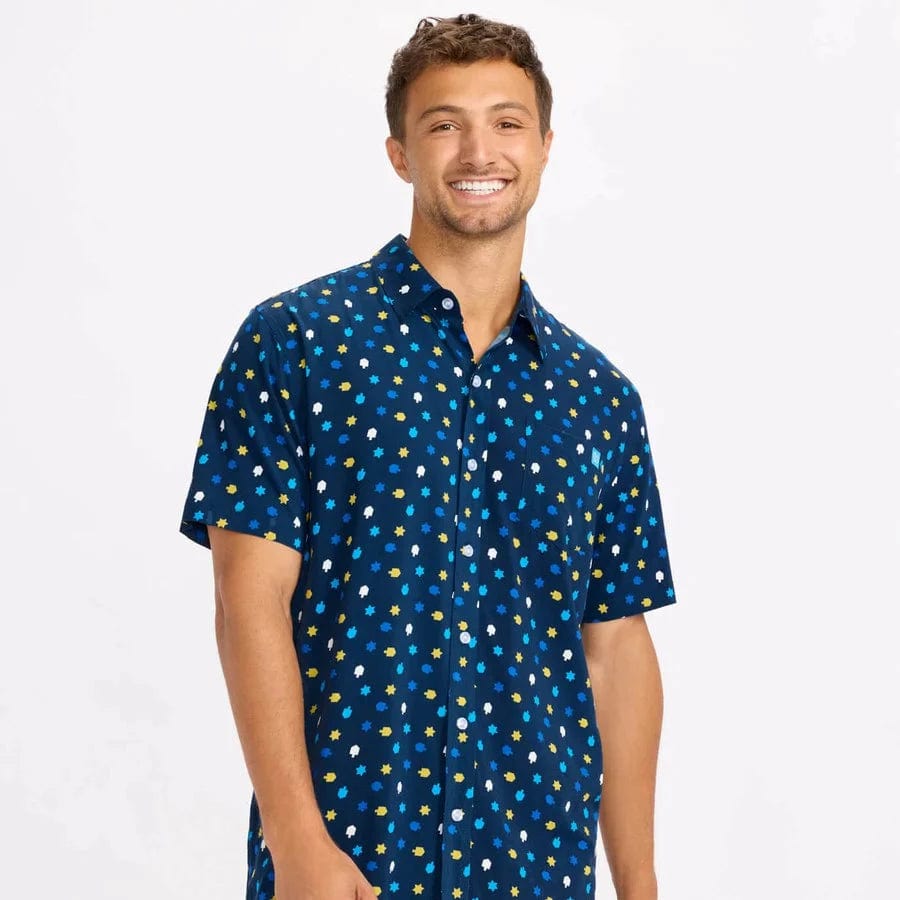 Tipsy Elves - Men's Dreidel Decor Button - Down Shirt by Tipsy Elves (Sizes Small - XXL) - ModernTribe