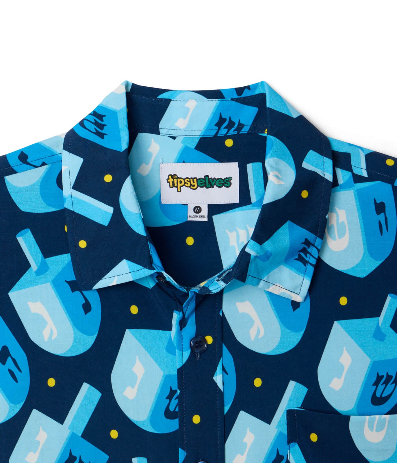 Tipsy Elves - Men's Dreidel Print Button Down by Tipsy Elves (Sizes Small - 5XL) - ModernTribe