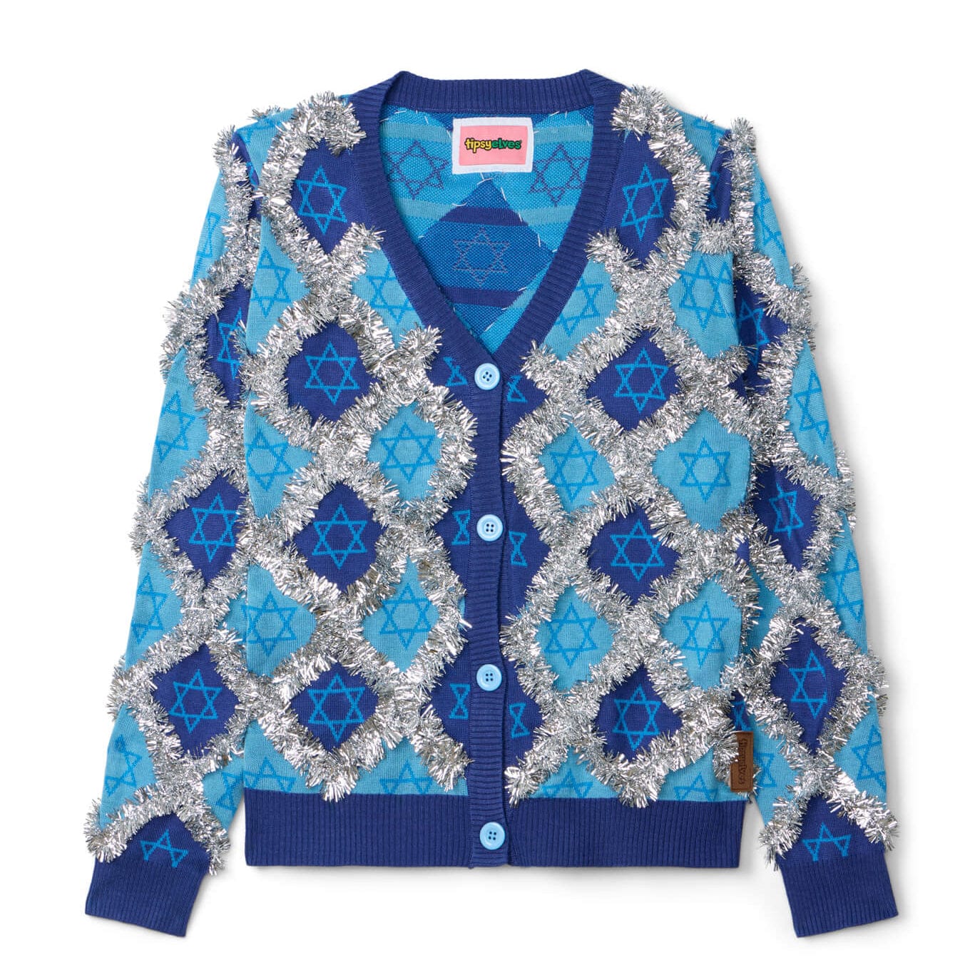 Tipsy Elves - Women's Hanukkah Tinsel Cardigan Sweater by Tipsy Elves (Sizes Small - 5XL) - ModernTribe