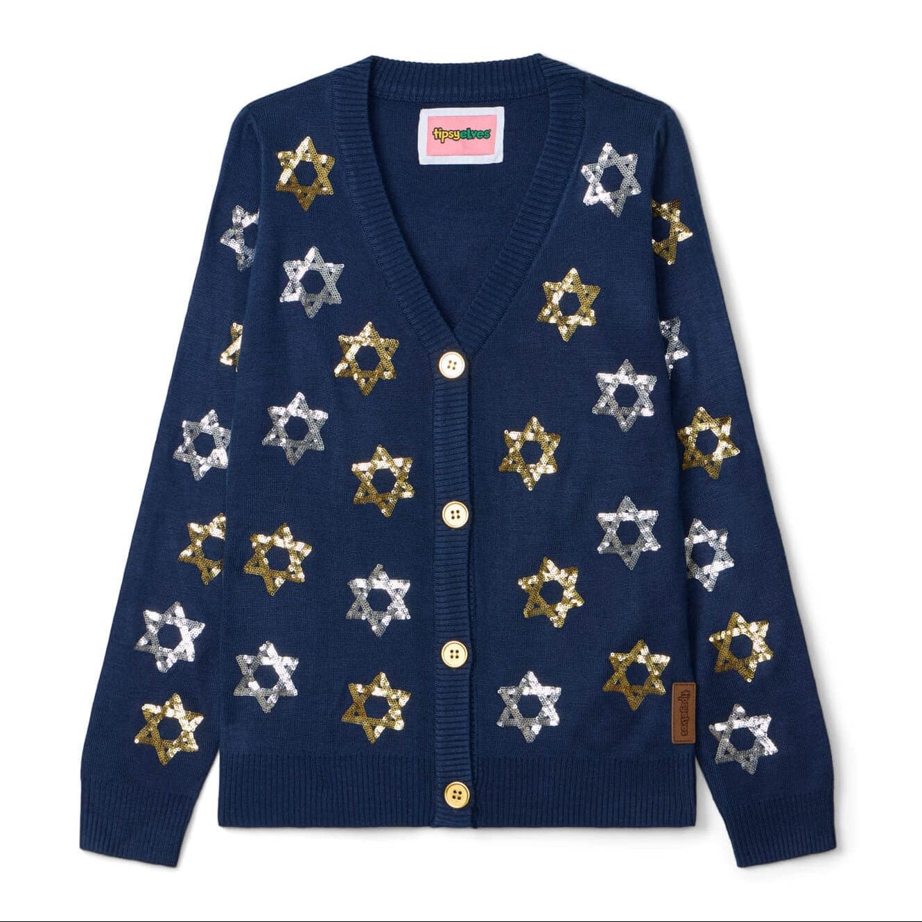 Tipsy Elves - Women's Shimmering Star of David Cardigan Sweater by Tipsy Elves (Sizes Small - 5XL) - ModernTribe