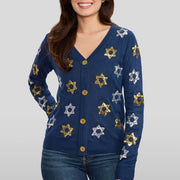 Tipsy Elves - Women's Shimmering Star of David Cardigan Sweater by Tipsy Elves (Sizes Small - 5XL) - ModernTribe