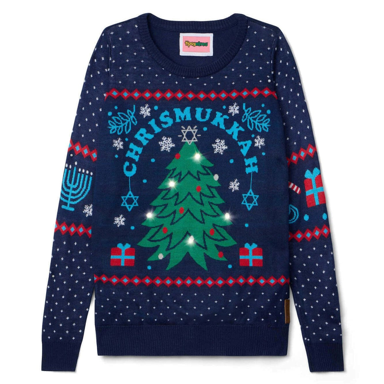 Tipsy Elves - Women's Light Up Chrismukkah Sweater by Tipsy Elves (Sizes XS - 5XL) - ModernTribe