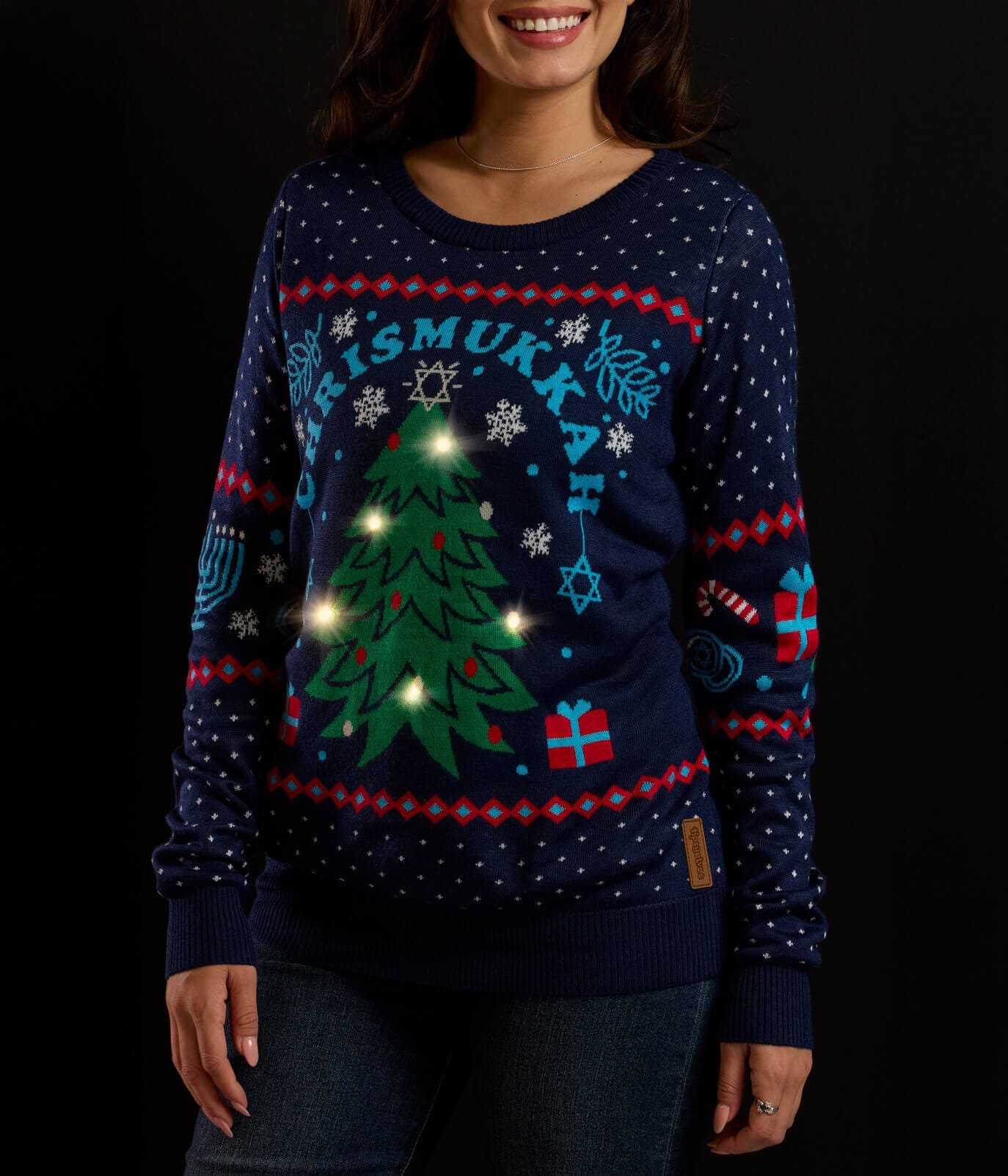 Tipsy Elves - Women's Light Up Chrismukkah Sweater by Tipsy Elves (Sizes XS - 5XL) - ModernTribe