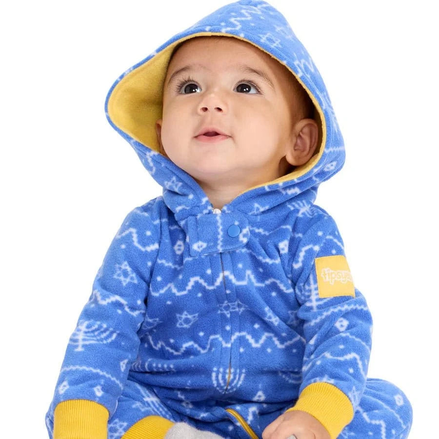 Tipsy Elves Sweatshirts 6M Baby and Toddler Blue Hanukkah Jumpsuit by Tipsy Elves (Sizes 6M - 4T)