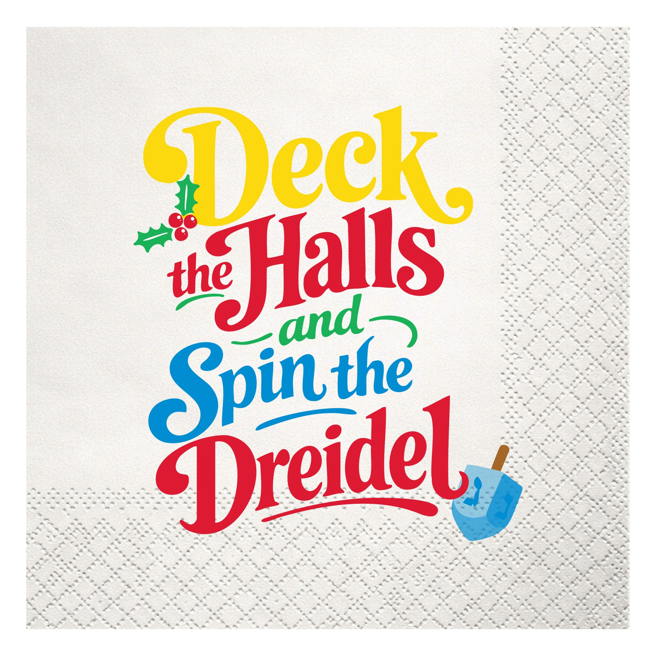 Deck the Halls and Spin the Dreidel Beverage Napkins - Set of 16