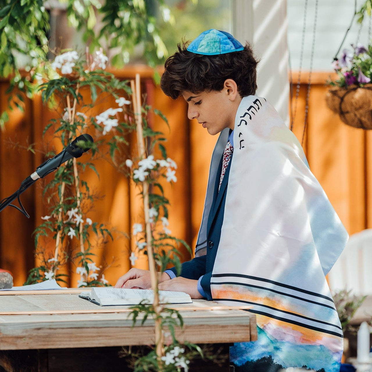 Anna Abramzon Studio - Mountain Landscape Wearable Art Jewish Tallit - ModernTribe