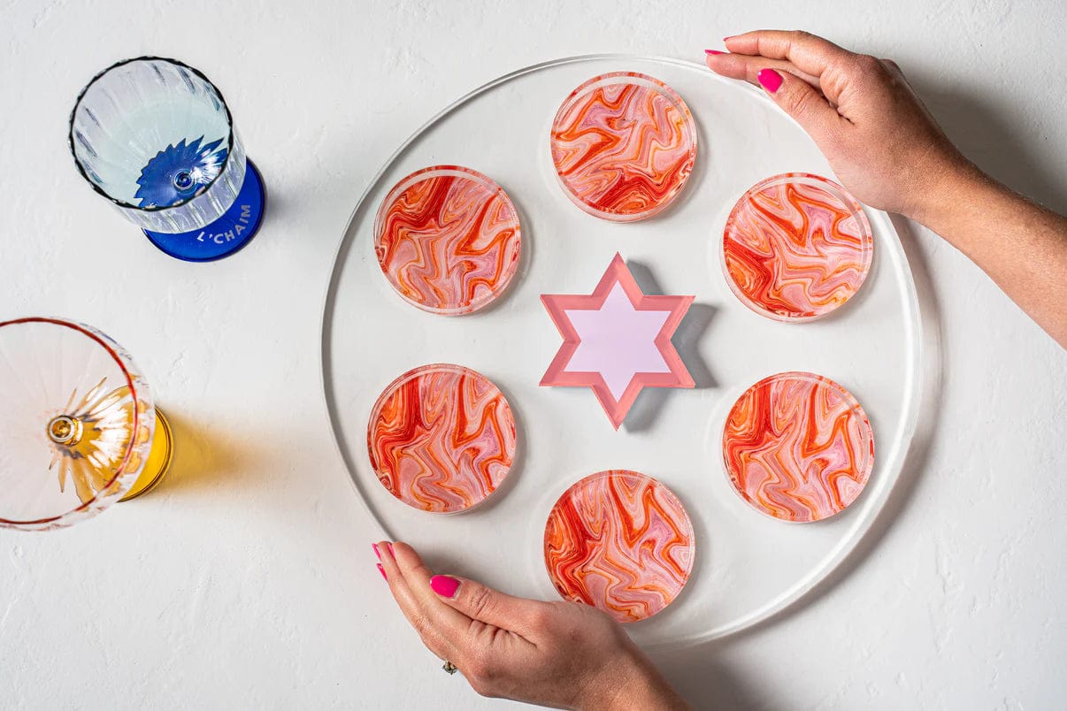 The Nosh Table Seder Plates Cranberry Orange Swirl Seder Plate