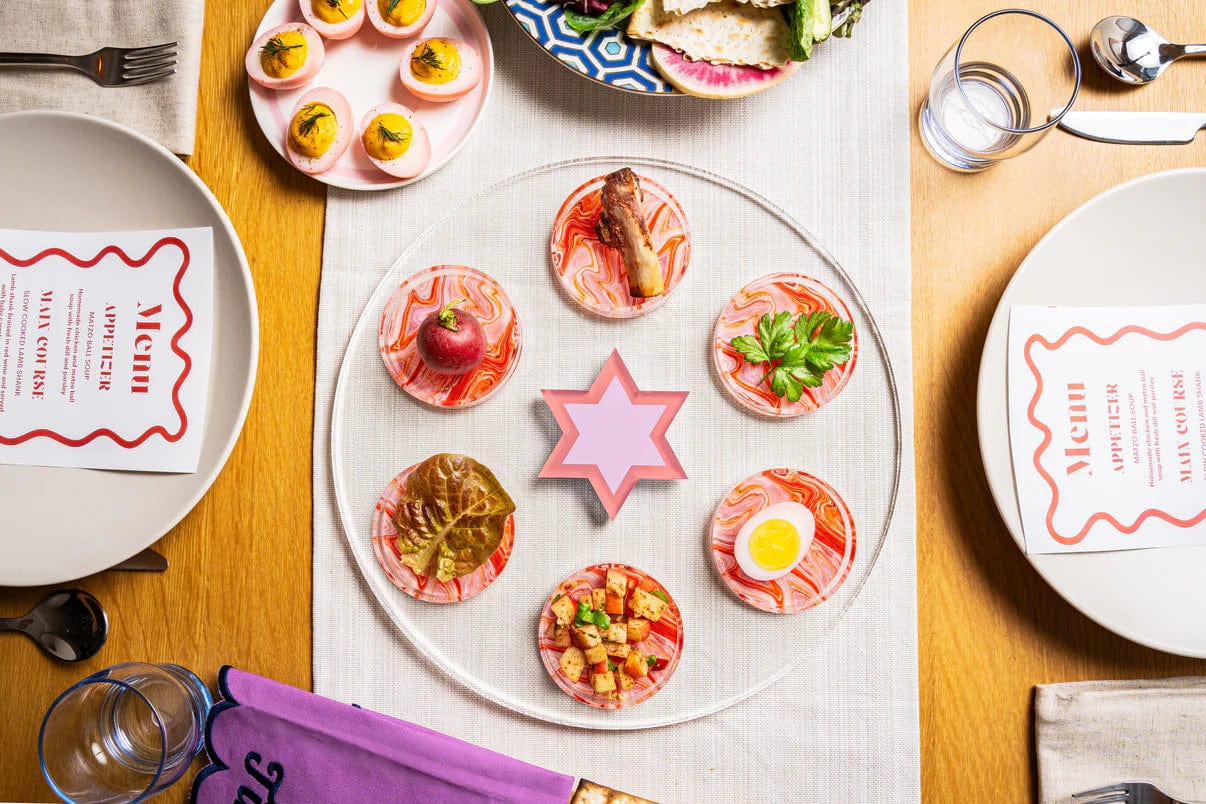 The Nosh Table Seder Plates Cranberry Orange Swirl Seder Plate