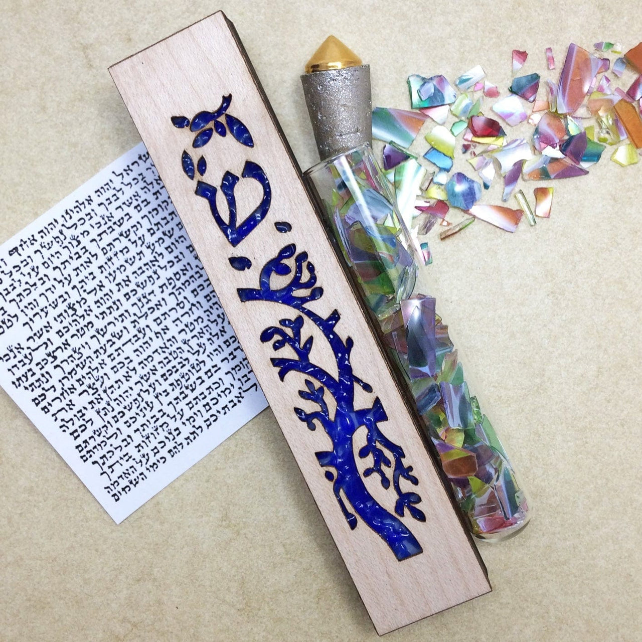 Beames Designs - Tree of Life Wedding Mezuzah - Blue - ModernTribe