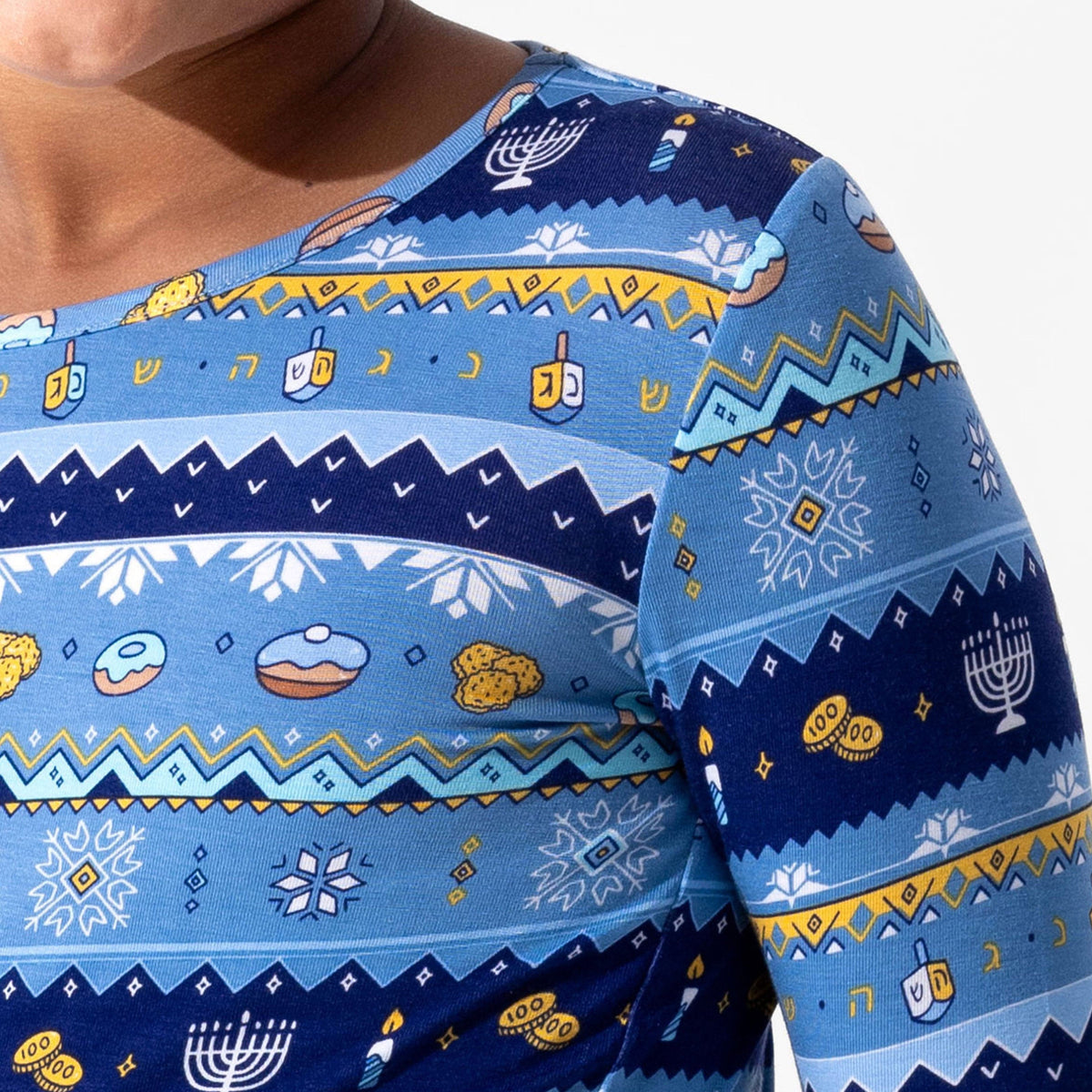 Bellabu Bear Pajamas Hanukkah Fair Isle Bamboo Kids Pajamas by Bellabu Bear - (Unisex Sizes 18M - 14)
