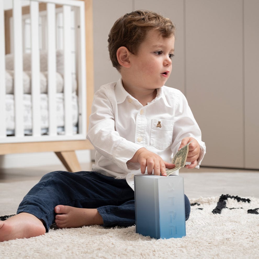 Apeloig Collection Tzedakah Boxes Blue Ombre Tzedakah Box