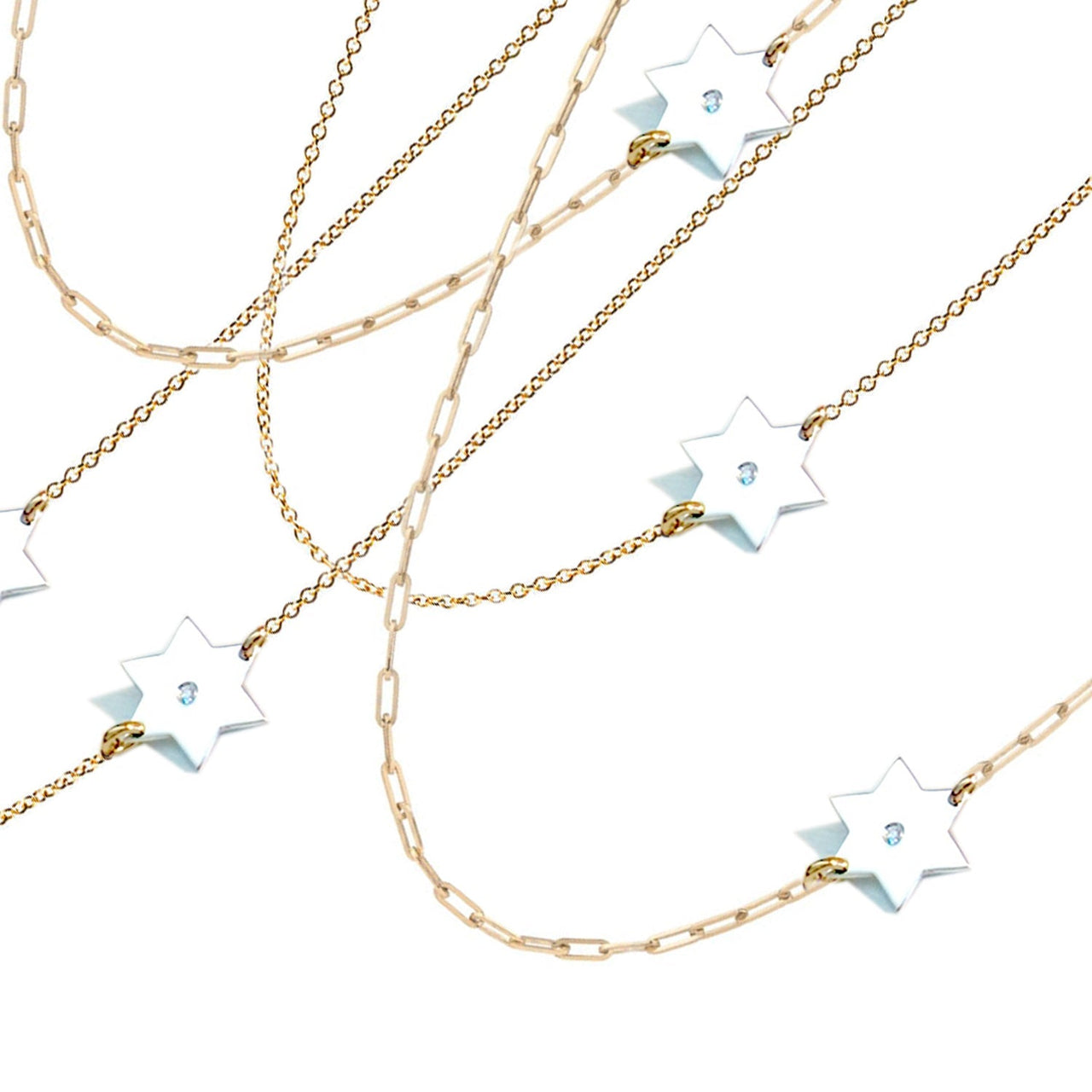 Miriam Merenfeld Jewelry - Dani Star of David Diamond Paperclip Necklace - (Gold - Plated, Sterling Silver or Two - Tone) - ModernTribe