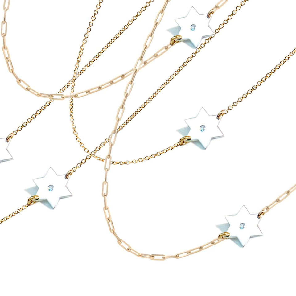 Miriam Merenfeld Jewelry - Dani Star of David Diamond Paperclip Necklace - (Gold - Plated, Sterling Silver or Two - Tone) - ModernTribe