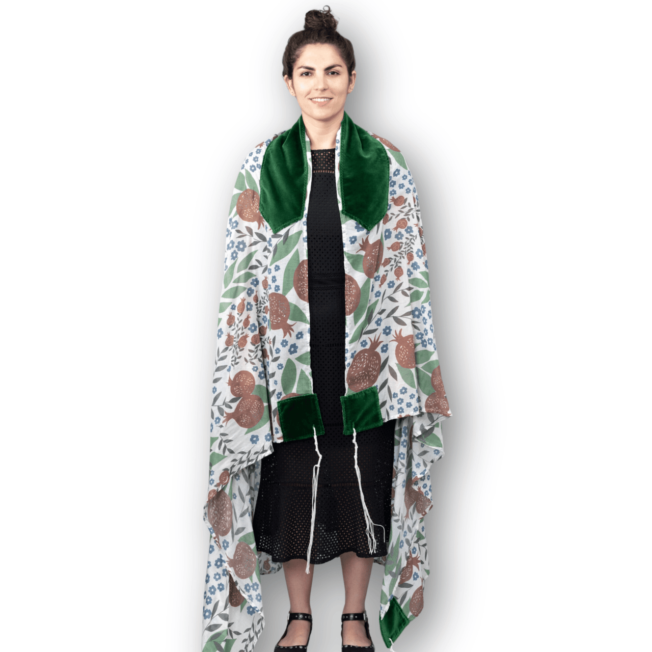 Elly Bovarnick Studios - Youthful Pomegranates Cotton Voile Tallit - ModernTribe