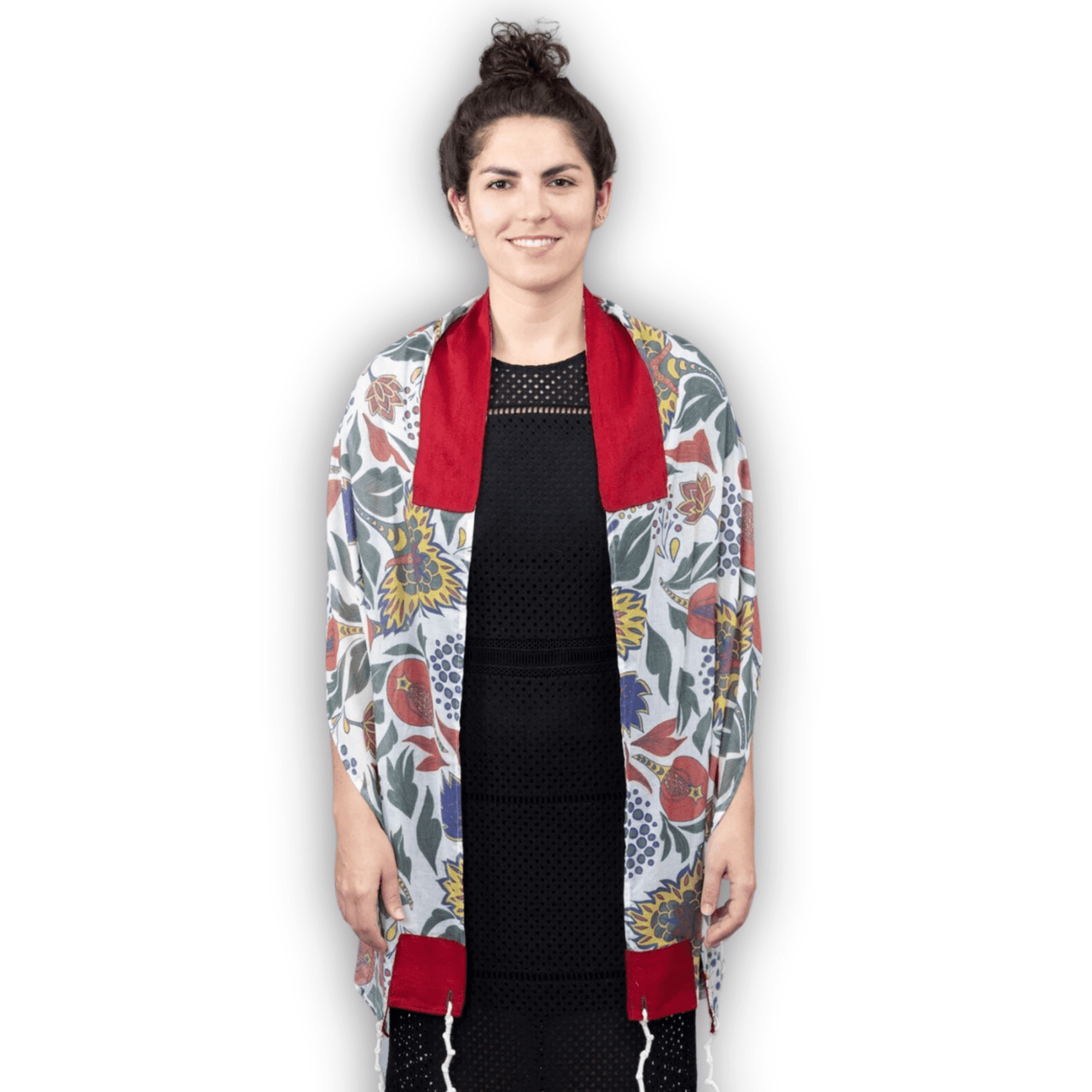 Elly Bovarnick Studios - Primary Pomegranates Cotton and Silk Tallit - ModernTribe