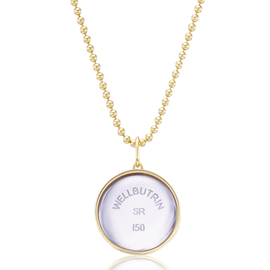Lavender Quartz Wellbutrin Necklace by Mad Fine - 14k Gold