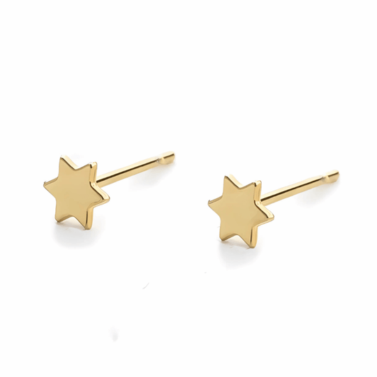 Tiny Star of David Earrings - Gold