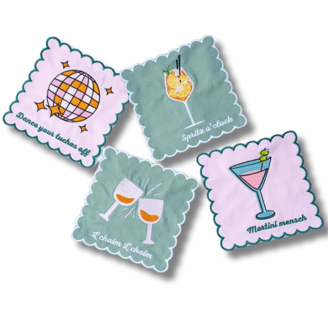 The Nosh Table Napkins Martini Mensch Cocktail Napkins - Set of 4