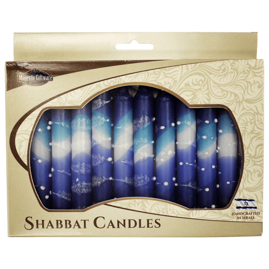 Safed - Israeli Hand Crafted Blue Snow Shabbat Candles | Set of 12 - ModernTribe